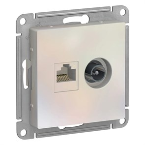 ATLASDESIGN РОЗЕТКА двойная ТВ + компьютерная RJ45 кат. 5e, механизм, ЖЕМЧУГ ATN000489