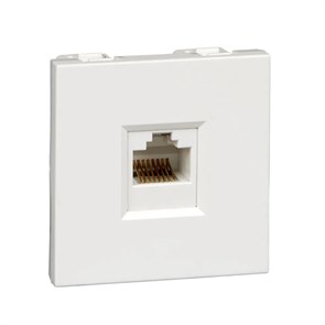 W45 РОЗЕТКА компьютерная 1хRJ45 кат. 5е UTP, 2 модуля (45х45 мм) БЕЛАЯ RIN-144K5E-B