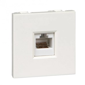 W45 РОЗЕТКА компьютерная 1хRJ45 кат. 5е UTP, 2 модуля (45х45 мм) БЕЛАЯ RAL9010 RIN-144K5E-BE