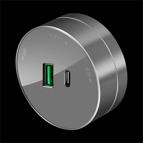 MULTITRACK Розетка 2хUSB (тип А+С) 18 Вт, 5 В/3 А ГРАФИТ MTK13003G