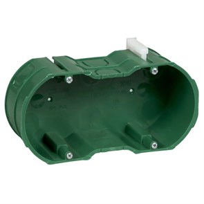 MULTIBOX Коробка установочная 2 поста д/сплошных стен, габариты 148х71х47мм, под коронку D80 ЗЕЛЁНАЯ KM-252