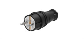 MULTISET Вилка 2К+З прямая каучуковая 16 А/250 В IP44 ЧЁРНАЯ MST4001BK