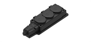 MULTISET Колодка 3х розетка 2К+З каучуковая 16 А/250 В IP44 ЧЁРНАЯ MST4103BK