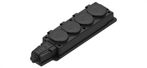 MULTISET Колодка 4х розетка 2К+З каучуковая 16 А/250 В IP44 ЧЁРНАЯ MST4104BK