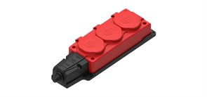 MULTISET Колодка 3х розетка 2К+З каучуковая 16 А/250 В IP44 КРАСНАЯ MST4123RD