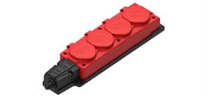 MULTISET Колодка 4х розетка 2К+З каучуковая 16 А/250 В IP44 КРАСНАЯ MST4124RD