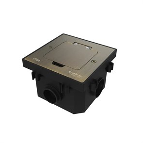 MultiDesk Лючок на 2 модуля IP44 с монтажной коробкой для бетонных полов Античная ЛАТУНЬ, тип MDK20 MDK20202BC