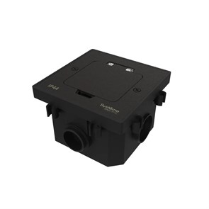 MultiDesk Лючок на 2 модуля IP44 с монтажной коробкой для бетонных полов ЧЁРНЫЙ матовый, тип MDK20 MDK20202MBC