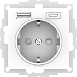 ATLASDESIGN РОЗЕТКА 16А с 2 USB A+C, 5В/2,4А/3,0А, 2х5В/1,5А, механизм, БЕЛЫЙ ATN000132