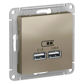 ATLASDESIGN USB РОЗЕТКА A+A, 5В/2,1А, 2х5В/1,05А, механизм, ШАМПАНЬ ATN000533