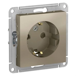 ATLASDESIGN РОЗЕТКА с заземлением со шторками, 16А, механизм, ШАМПАНЬ ATN000545