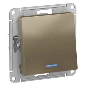 ATLASDESIGN 1-клавишный ПЕРЕКЛЮЧАТЕЛЬ с подсветкой, сх.6а, 10АХ, механизм, ШАМПАНЬ ATN000563