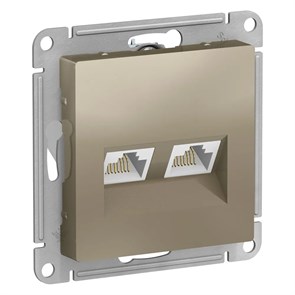 ATLASDESIGN РОЗЕТКА двойная компьютерная RJ45+RJ45 кат. 5e, механизм, ШАМПАНЬ ATN000585