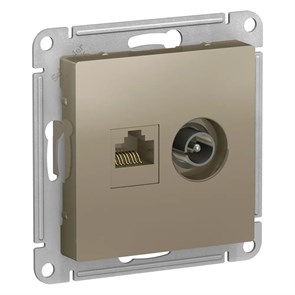 ATLASDESIGN РОЗЕТКА двойная ТВ + компьютерная RJ45 кат. 5e, механизм, ШАМПАНЬ ATN000589