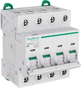 Systeme9 Автоматический выключатель (АВ) D 6A 4P 10kA 400В S9F33406