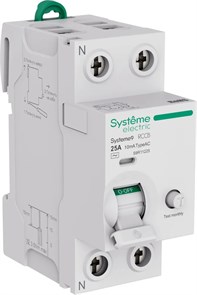 Systeme9 Выключатель дифференциального тока (ВДТ) 25A 2P 10мА Тип-AC 230В S9R11225