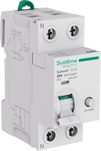 Systeme9 Выключатель дифференциального тока (ВДТ) 40A 2P 30мА Тип-AC 230В S9R12240