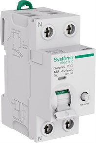 Systeme9 Выключатель дифференциального тока (ВДТ) 63A 2P 30мА Тип-AC 230В S9R12263