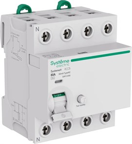 Systeme9 Выключатель дифференциального тока (ВДТ) 80A 4P 30мА Тип-AC 400В S9R12480