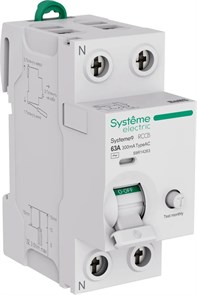 Systeme9 Выключатель дифференциального тока (ВДТ) 63A 2P 300мА Тип-AC 230В S9R14263