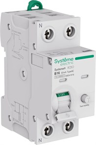 Systeme9 Авт. выкл. диф. тока (АВДТ) 1P+N B 16A 6kA 30мА Тип-AC 230В S9D41616