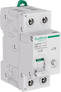 Systeme9 Авт. выкл. диф. тока (АВДТ) 1P+N C 25A 6kA 30мА Тип-AC 230В S9D51625
