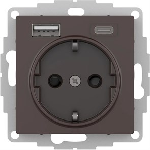ATLASDESIGN РОЗЕТКА 16А c 2 USB A+C, 5В/2,4А/3,0А, 2х5В/1,5А, механизм, МОККО ATN000632
