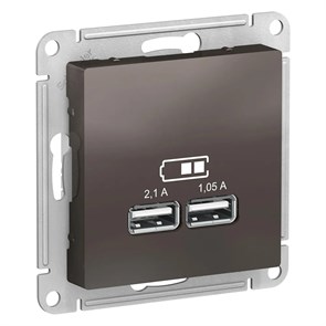 ATLASDESIGN USB РОЗЕТКА A+A, 5В/2,1А, 2х5В/1,05А, механизм, МОККО ATN000633