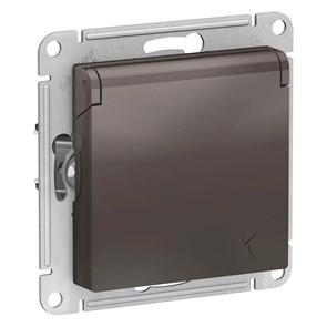 ATLASDESIGN РОЗЕТКА с заземлением со шторками с крышкой, 16А, IP20, механизм, МОККО ATN000646