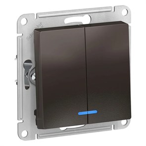 ATLASDESIGN 2-клавишный ВЫКЛЮЧАТЕЛЬ с подсветкой, сх.5а, 10АХ, механизм, МОККО ATN000653