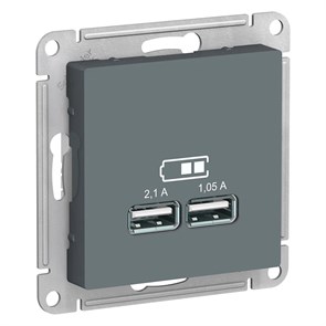 ATLASDESIGN USB РОЗЕТКА A+A, 5В/2,1А, 2х5В/1,05А, механизм, ГРИФЕЛЬ ATN000733