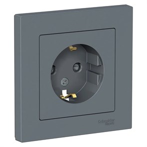 ATLASDESIGN РОЗЕТКА с заземлением со шторками, 16А, в сборе, ГРИФЕЛЬ ATN000744