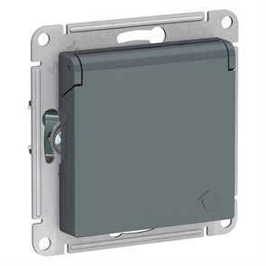ATLASDESIGN РОЗЕТКА с заземлением со шторками с крышкой, 16А, IP20, механизм, ГРИФЕЛЬ ATN000746