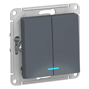 ATLASDESIGN 2-клавишный ВЫКЛЮЧАТЕЛЬ с подсветкой, сх.5а, 10АХ, механизм, ГРИФЕЛЬ ATN000753