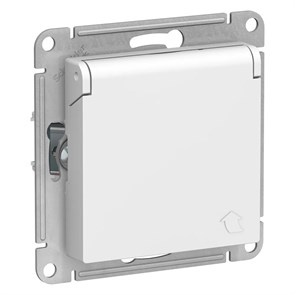 ATLASDESIGN РОЗЕТКА с заземлением со шторками с крышкой, 16А, IP20, механизм, БЕЛЫЙ ATN000146