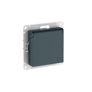 ATLASDESIGN РОЗЕТКА с заземлением со шторками с крышкой,16А,IP20, мех.,быстрозажим. клем., ИЗУМРУД ATN000846S