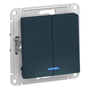 ATLASDESIGN 2-клавишный ВЫКЛЮЧАТЕЛЬ с подсветкой, сх.5а, 10АХ, механизм, ИЗУМРУД ATN000853