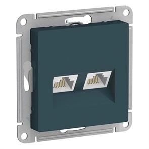 ATLASDESIGN РОЗЕТКА двойная компьютерная RJ45+RJ45 кат. 5e, механизм, ИЗУМРУД ATN000885