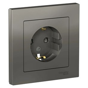 ATLASDESIGN РОЗЕТКА с заземлением со шторками, 16А, в сборе, СТАЛЬ ATN000944