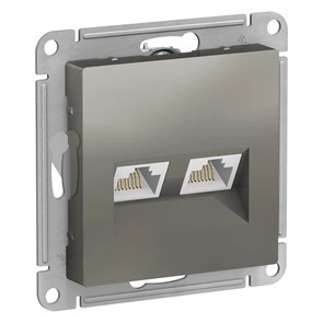 ATLASDESIGN РОЗЕТКА двойная компьютерная RJ45+RJ45 кат. 5e, механизм, СТАЛЬ ATN000985