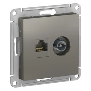 ATLASDESIGN РОЗЕТКА двойная ТВ + компьютерная RJ45 кат. 5e, механизм, СТАЛЬ ATN000989