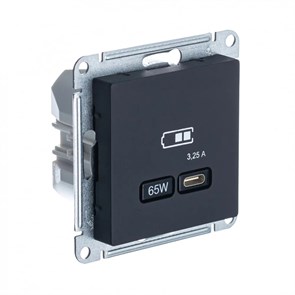 ATLASDESIGN USB РОЗЕТКА тип-С 65Вт высокоскор.заряд. QC, PD, механизм, КАРБОН ATN001027