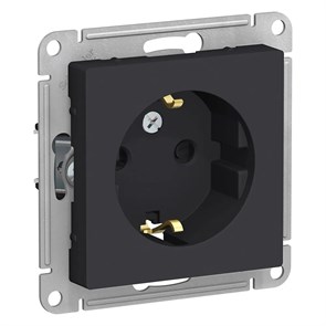 ATLASDESIGN РОЗЕТКА с заземлением со шторками, 16А, механизм, КАРБОН ATN001045