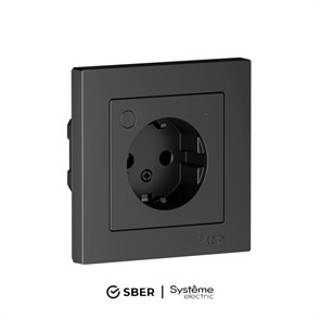 ATLASDESIGN SMART РОЗЕТКА с заземл., со шт., Zigbee, L+N, 16А, мех., КАРБОН ATN001045Z