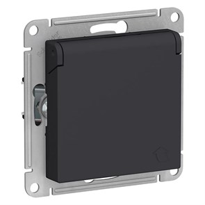 ATLASDESIGN РОЗЕТКА с заземлением со шторками с крышкой, 16А, IP20, механизм, КАРБОН ATN001046