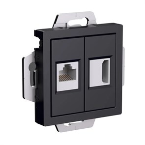 ATLASDESIGN РОЗЕТКА двойная HDMI+RJ45, кат. 5е, механизм, КАРБОН ATN001082