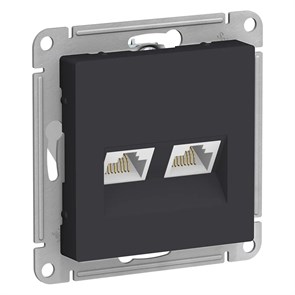 ATLASDESIGN РОЗЕТКА двойная компьютерная RJ45+RJ45 кат. 5e, механизм, КАРБОН ATN001085