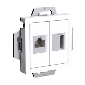 ATLASDESIGN РОЗЕТКА двойная HDMI+RJ45, кат. 5е, механизм, БЕЛЫЙ ATN000182
