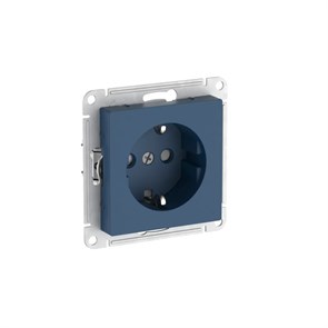 ATLASDESIGN РОЗЕТКА с заземлением со шторками, 16А, механизм, быстрозажим. клем., АКВАМАРИН ATN001145S