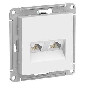 ATLASDESIGN РОЗЕТКА двойная компьютерная RJ45+RJ45 кат. 5e, механизм, БЕЛЫЙ ATN000185